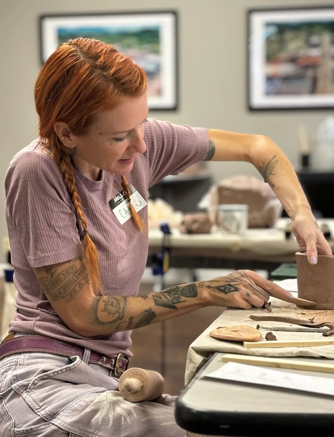 Lady working with clay 