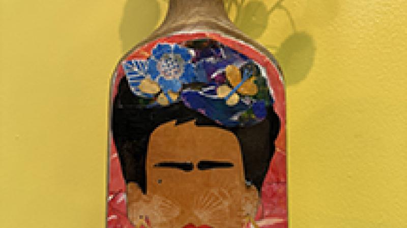 Frida Kahlo Wooden Vase 